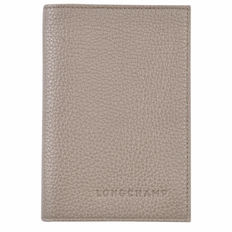 Longchamp Le FOULONNÉ Passport cover - Leather Grey | FDLZ70543