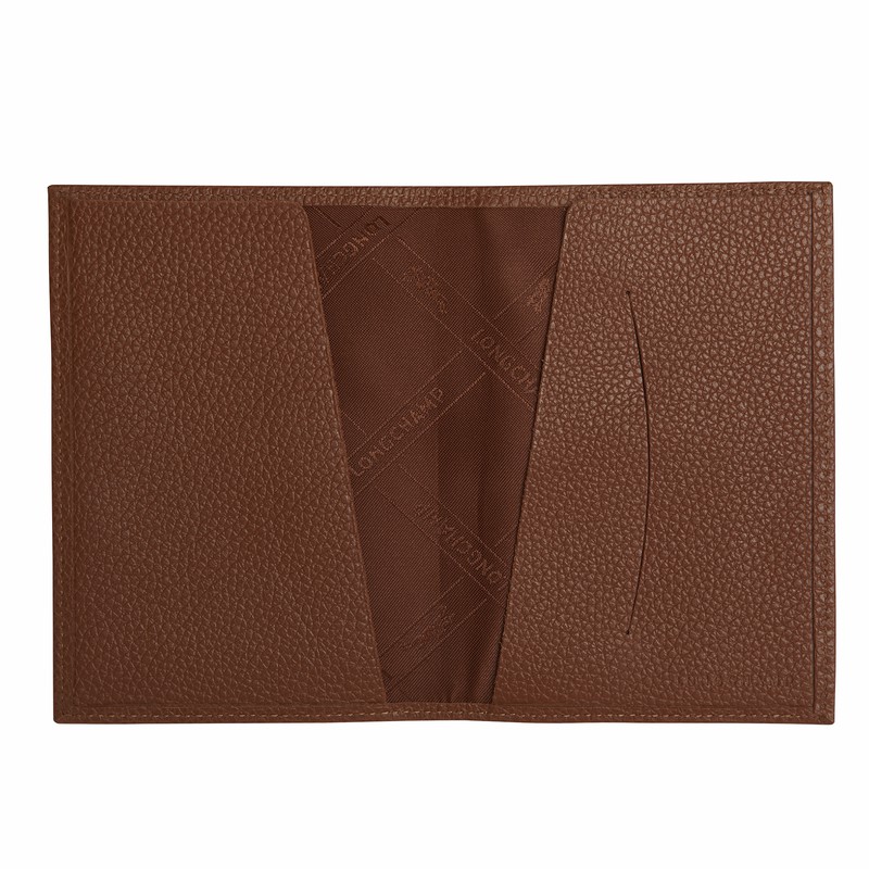 Longchamp Le FOULONNÉ Passport cover - Leather Caramel | CSBJ40139