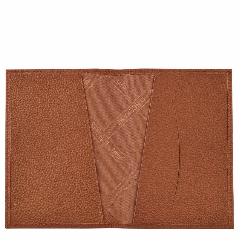 Longchamp Le FOULONNÉ Passport cover - Leather Caramel | ETYD60724