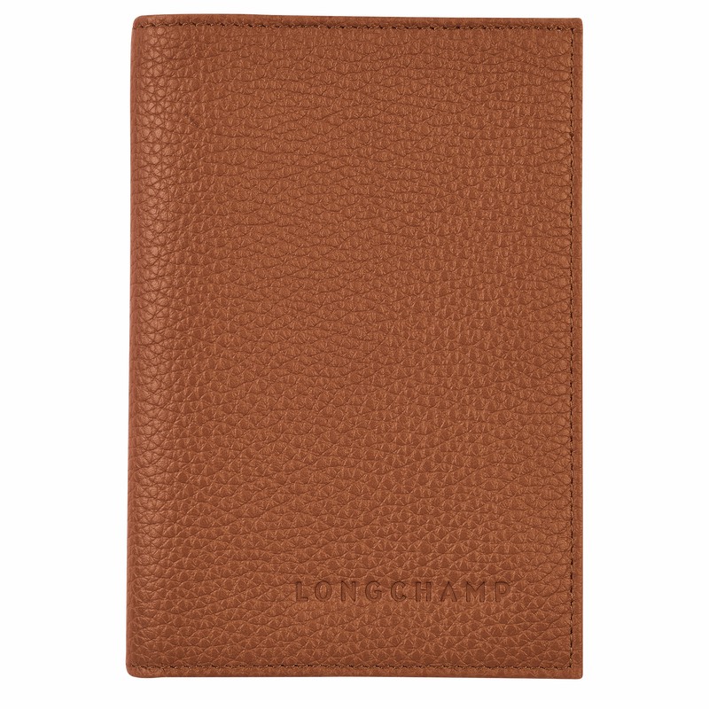 Longchamp Le FOULONNÉ Passport cover - Leather Caramel | ETYD60724