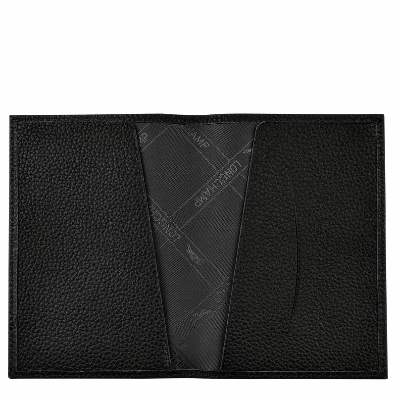 Longchamp Le FOULONNÉ Passport cover - Leather Black | RNJY90628