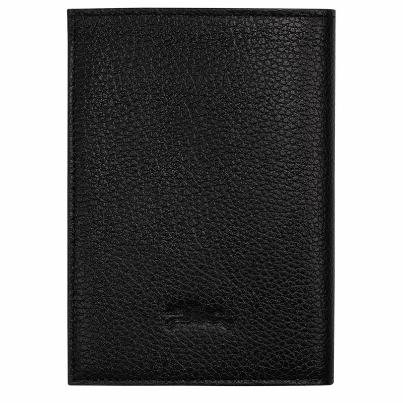 Longchamp Le FOULONNÉ Passport cover - Leather Black | RNJY90628