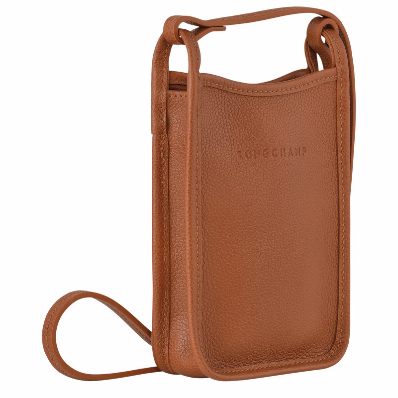 Longchamp Le FOULONNÉ Phone case - Leather Caramel | UTIG86704