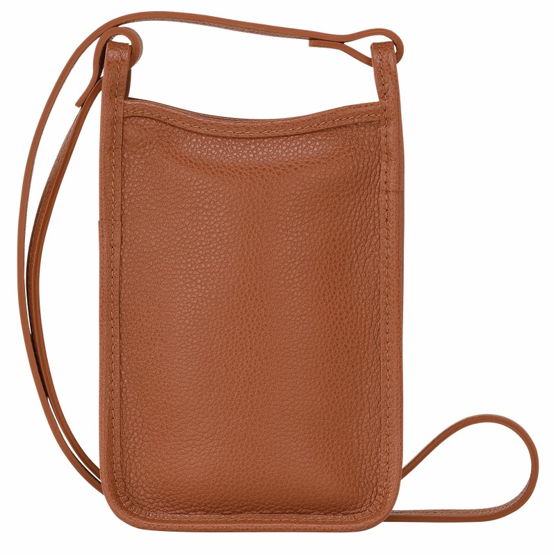 Longchamp Le FOULONNÉ Phone case - Leather Caramel | UTIG86704