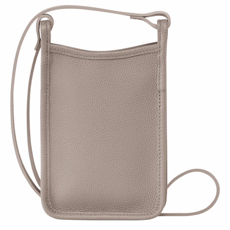 Longchamp Le FOULONNÉ Phone case - Leather Grey | XHZG19754