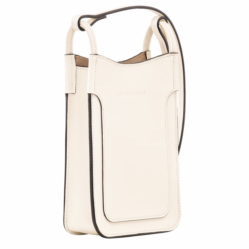 Longchamp Le FOULONNÉ Phone case - Leather White | GHAI96721