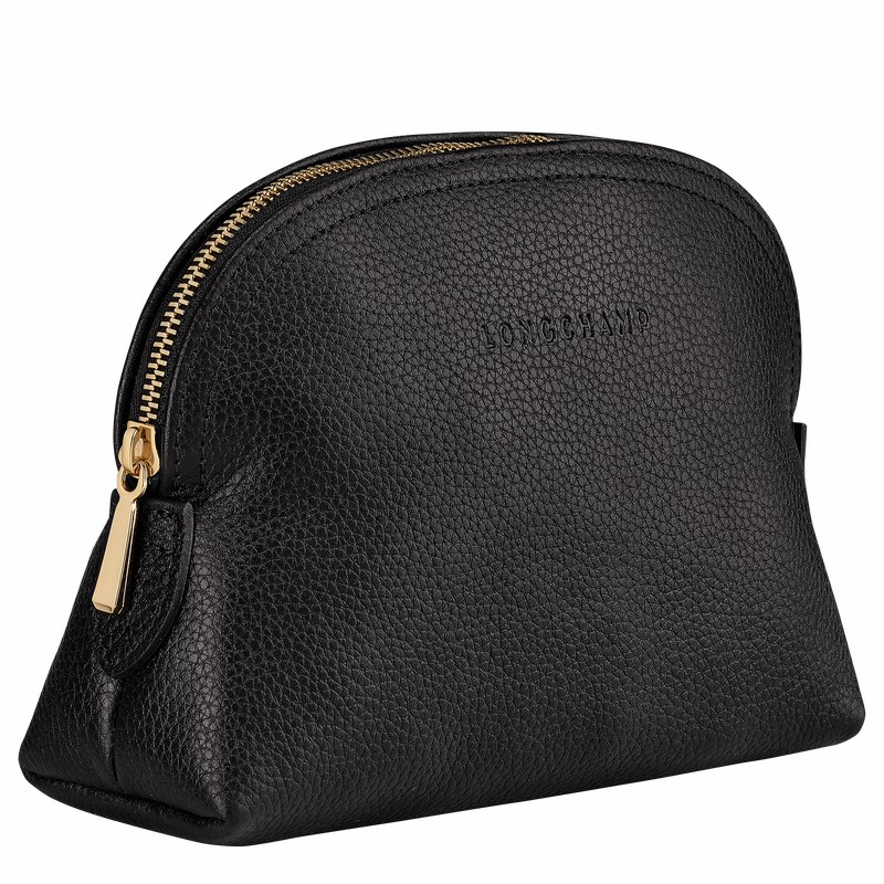 Longchamp Le FOULONNÉ Pouch - Leather Black | AJXV72493