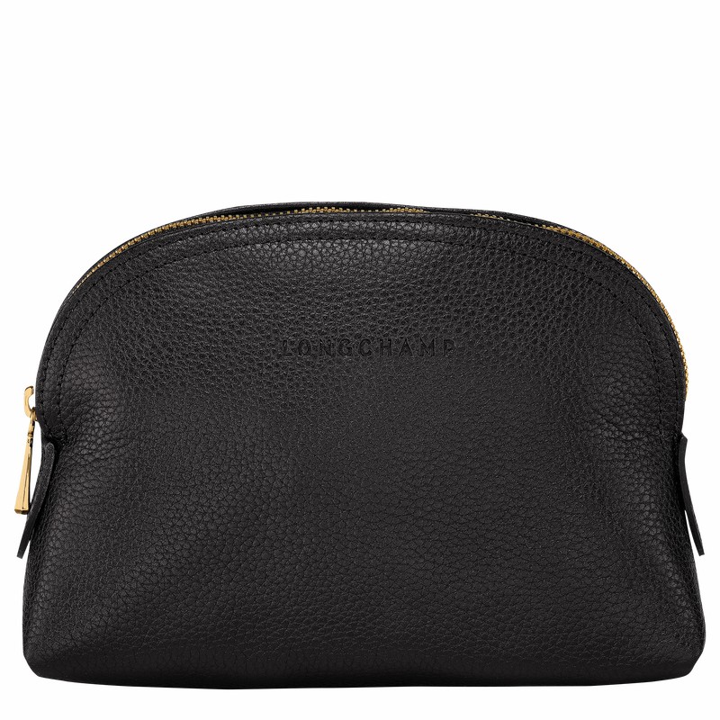 Longchamp Le FOULONNÉ Pouch - Leather Black | AJXV72493