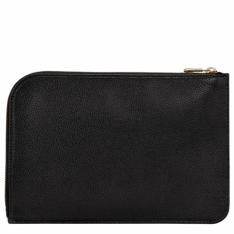 Longchamp Le FOULONNÉ Pouch - Leather Black | CTRZ12358