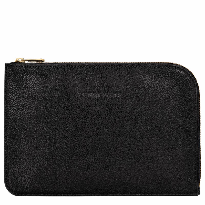 Longchamp Le FOULONNÉ Pouch - Leather Black | CTRZ12358