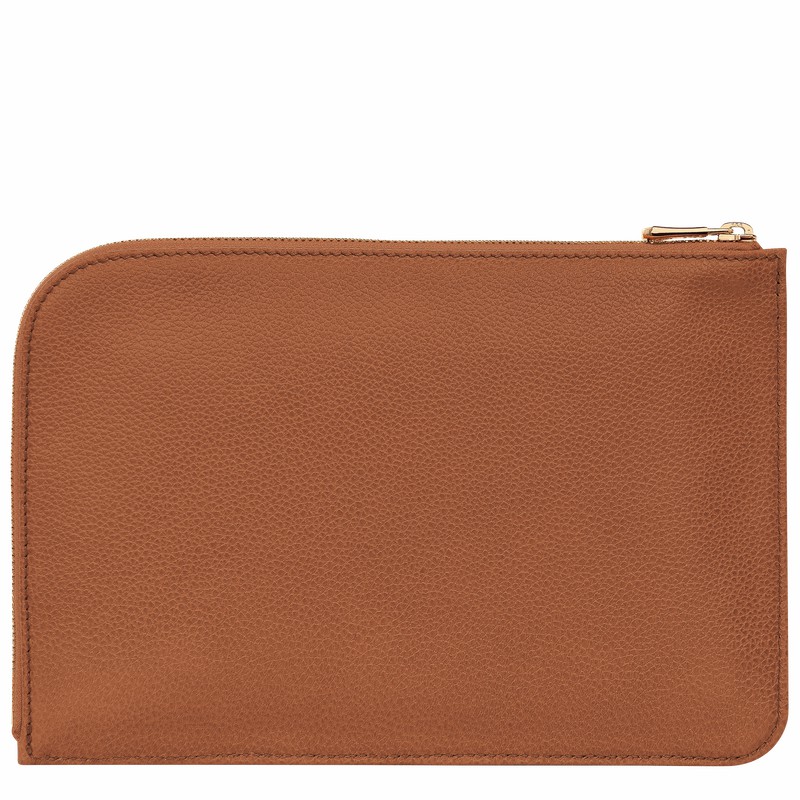 Longchamp Le FOULONNÉ Pouch - Leather Caramel | GKCZ76183