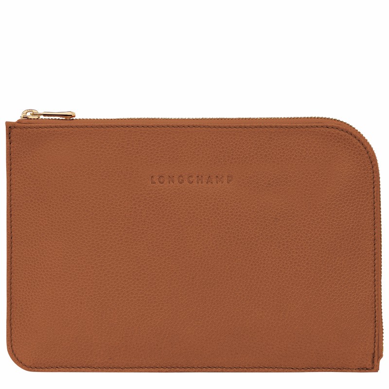 Longchamp Le FOULONNÉ Pouch - Leather Caramel | GKCZ76183