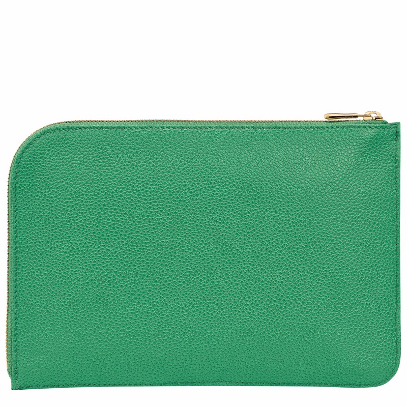 Longchamp Le FOULONNÉ Pouch - Leather Green | VWZM58423