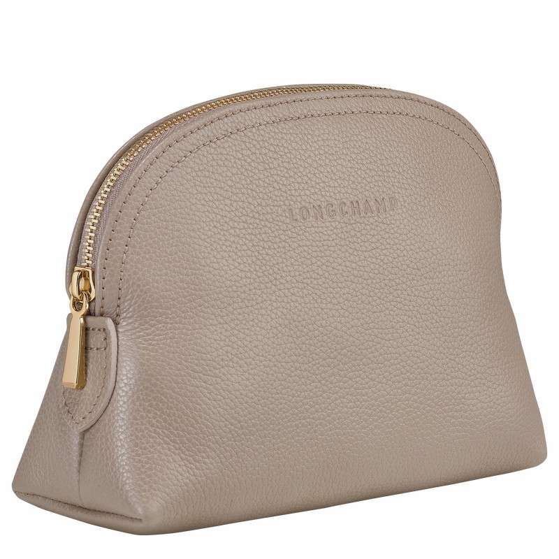 Longchamp Le FOULONNÉ Pouch - Leather Grey | IFMY80642