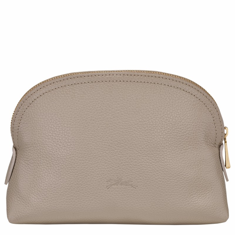 Longchamp Le FOULONNÉ Pouch - Leather Grey | IFMY80642