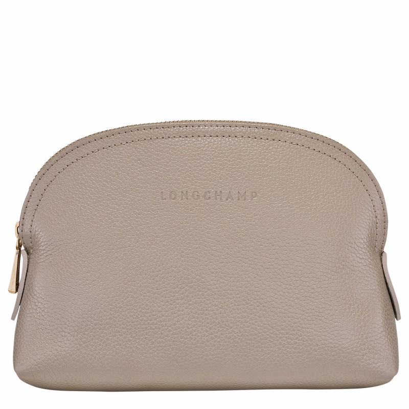 Longchamp Le FOULONNÉ Pouch - Leather Grey | IFMY80642