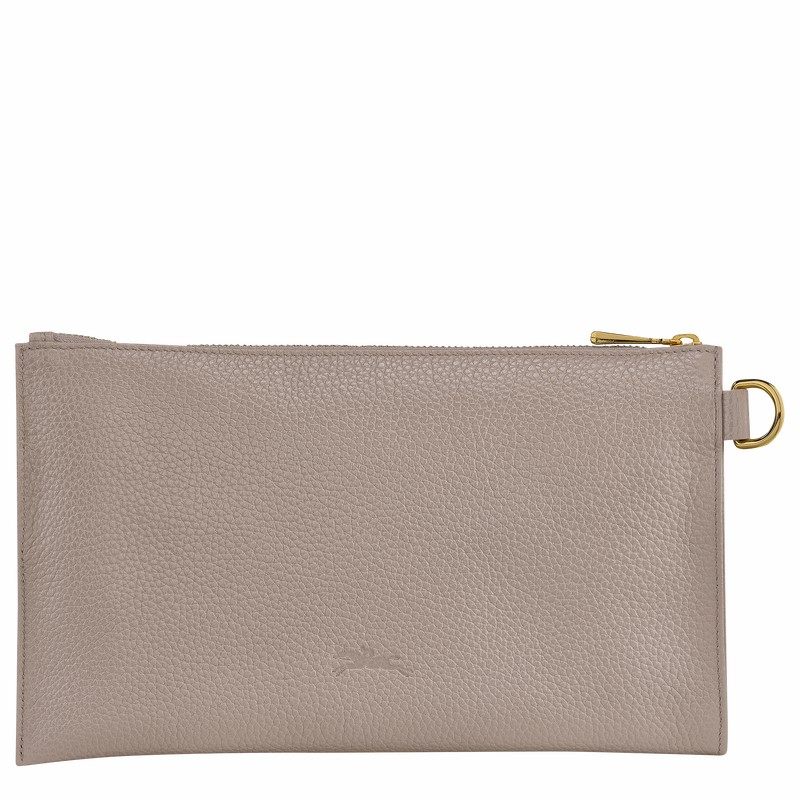 Longchamp Le FOULONNÉ Pouch - Leather Grey | RYKQ49837