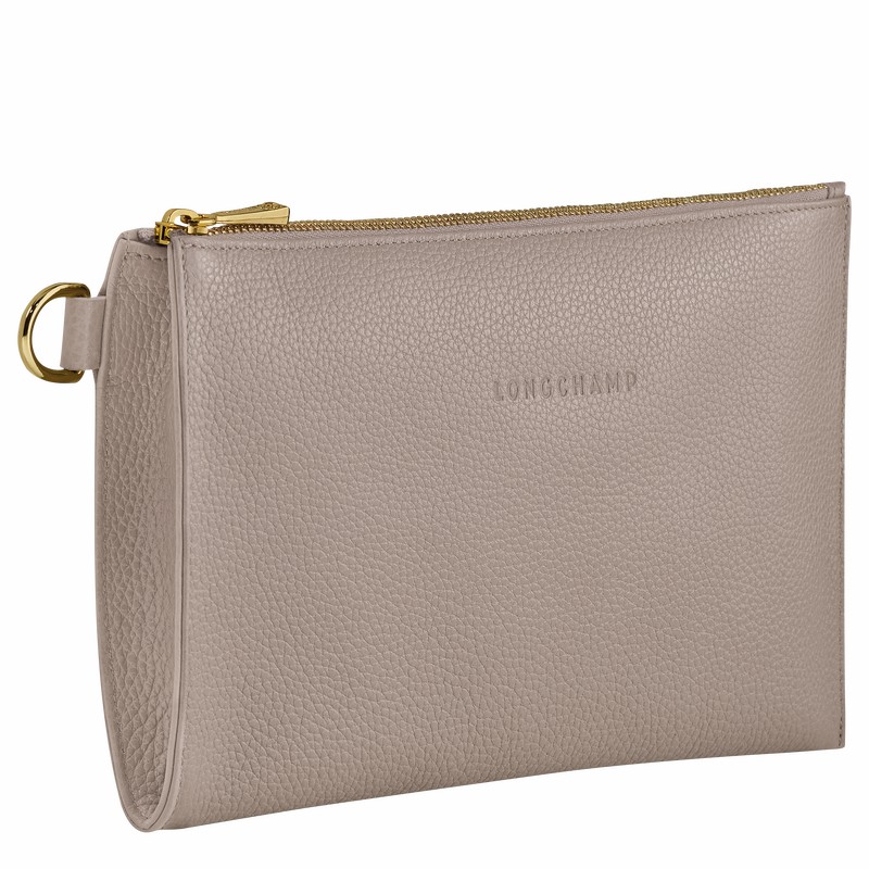 Longchamp Le FOULONNÉ Pouch - Leather Grey | SPLV70619