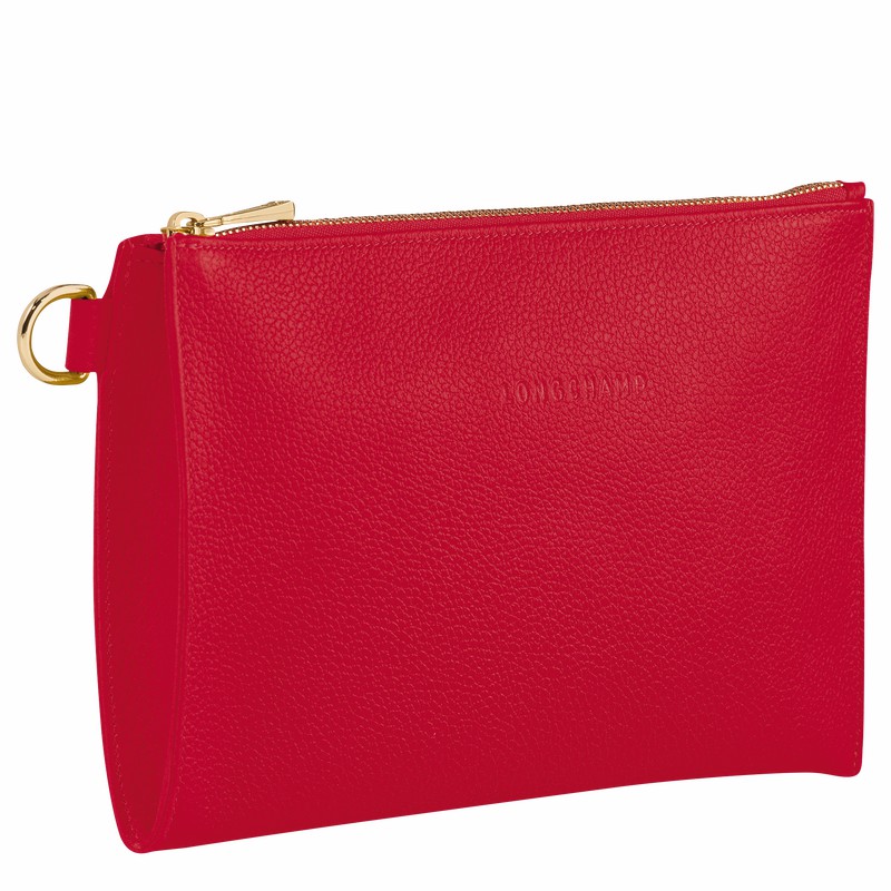 Longchamp Le FOULONNÉ Pouch - Leather Red | TSEI59610