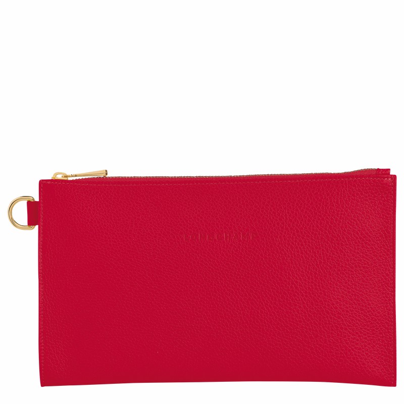 Longchamp Le FOULONNÉ Pouch - Leather Red | TSEI59610