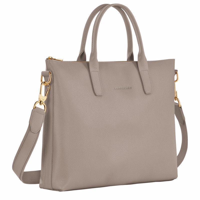 Longchamp Le FOULONNÉ S Briefcase - Leather Grey | VCMP95630