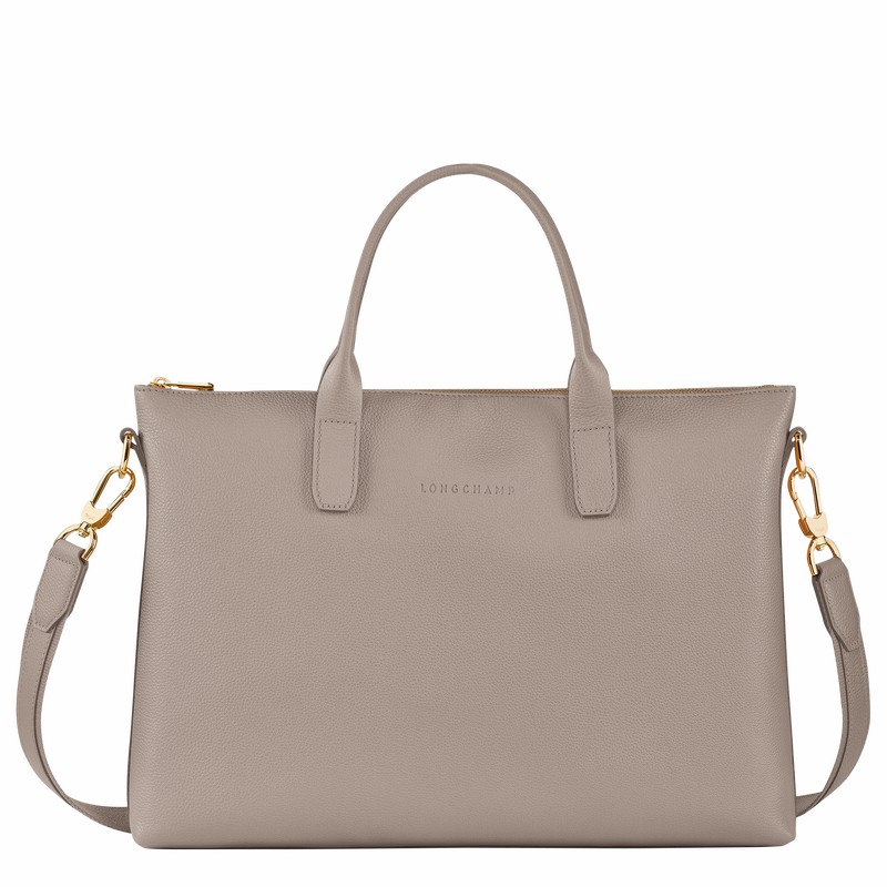 Longchamp Le FOULONNÉ S Briefcase - Leather Grey | VCMP95630