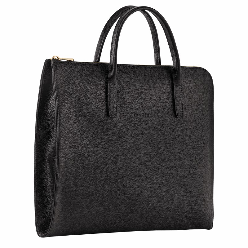 Longchamp Le FOULONNÉ S Briefcase - Leather Black | QHGO03459