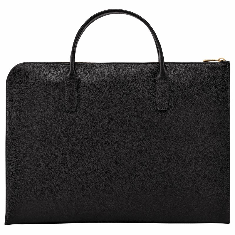 Longchamp Le FOULONNÉ S Briefcase - Leather Black | QHGO03459