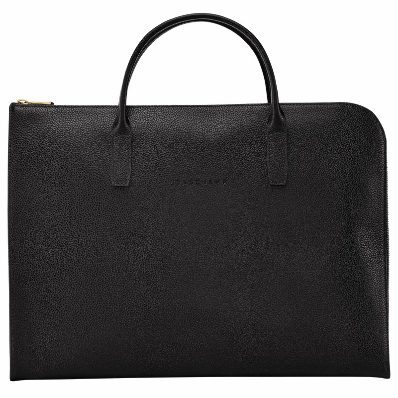 Longchamp Le FOULONNÉ S Briefcase - Leather Black | QHGO03459