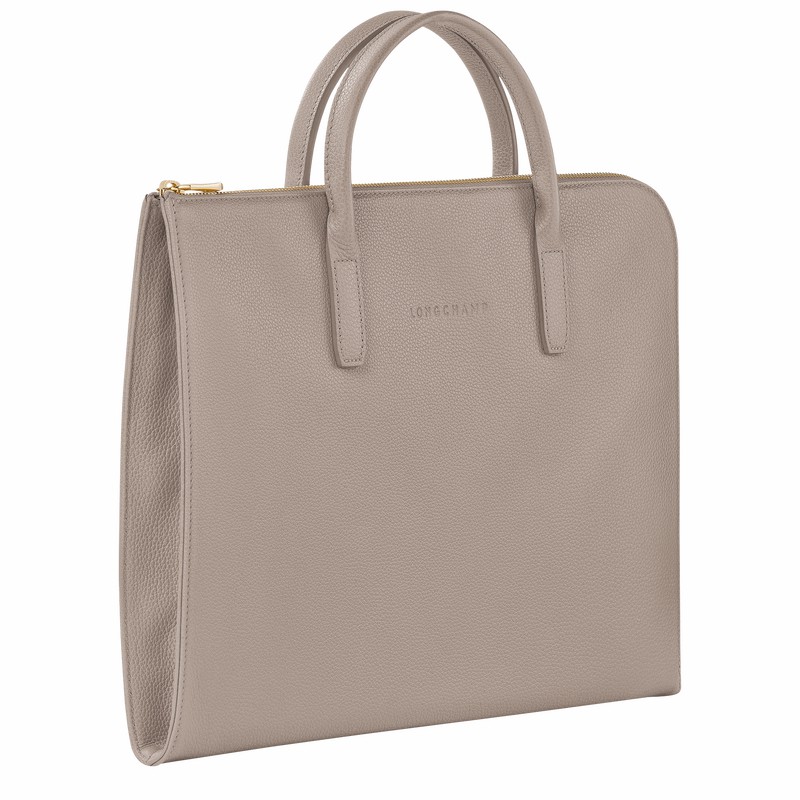 Longchamp Le FOULONNÉ S Briefcase - Leather Grey | CDVM85326