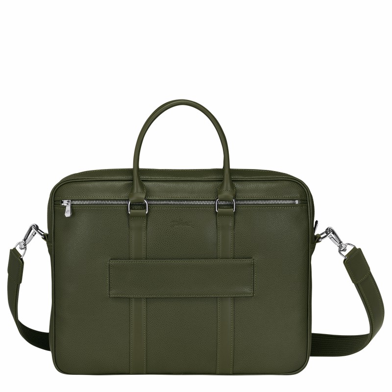 Longchamp Le FOULONNÉ S Briefcase - Leather Khaki | TJFU15489