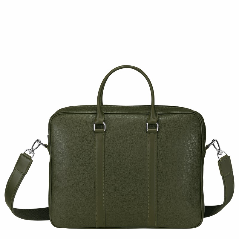 Longchamp Le FOULONNÉ S Briefcase - Leather Khaki | TJFU15489