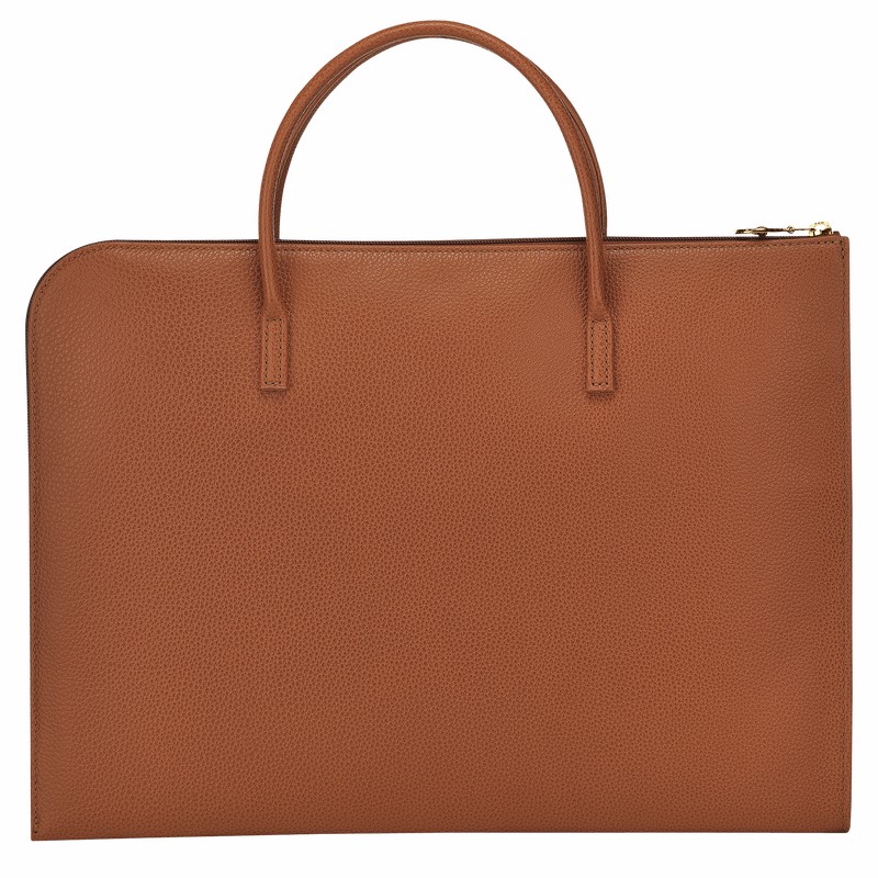 Longchamp Le FOULONNÉ S Briefcase - Leather Caramel | BHDY63501