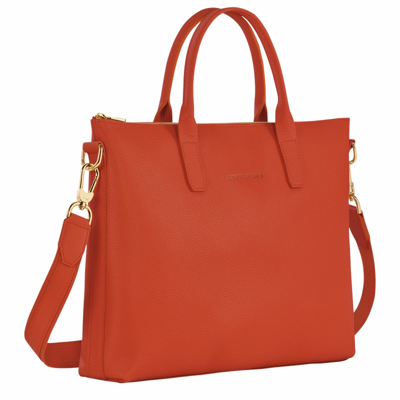 Longchamp Le FOULONNÉ S Briefcase - Leather Orange | HNXI53740