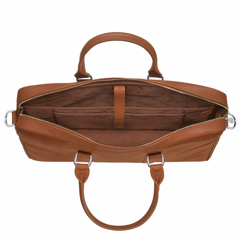 Longchamp Le FOULONNÉ S Briefcase - Leather Caramel | QIFY27163