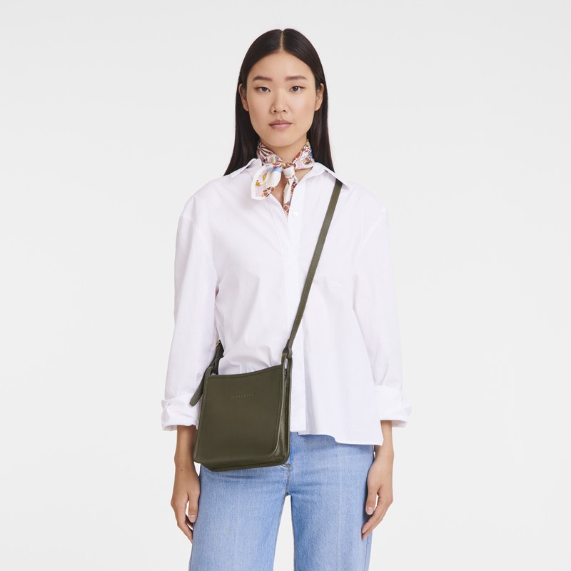 Longchamp Le FOULONNÉ S Crossbody bag - Leather Khaki | NEPI42803