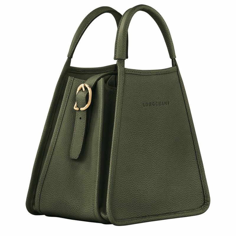 Longchamp Le FOULONNÉ S Handbag - Leather Khaki | NXAW49718