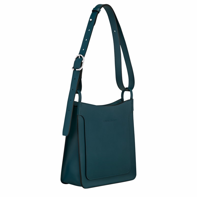 Longchamp Le FOULONNÉ S Hobo bag - Leather Blue | BXEO60392