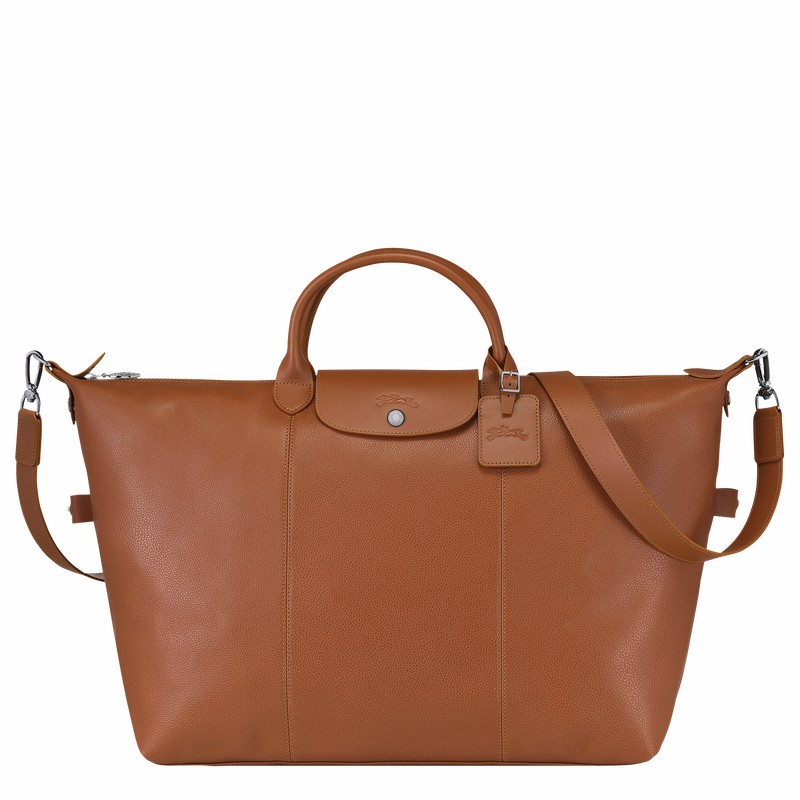 Longchamp Le FOULONNÉ S Travel bag - Leather Caramel | MGBI84390