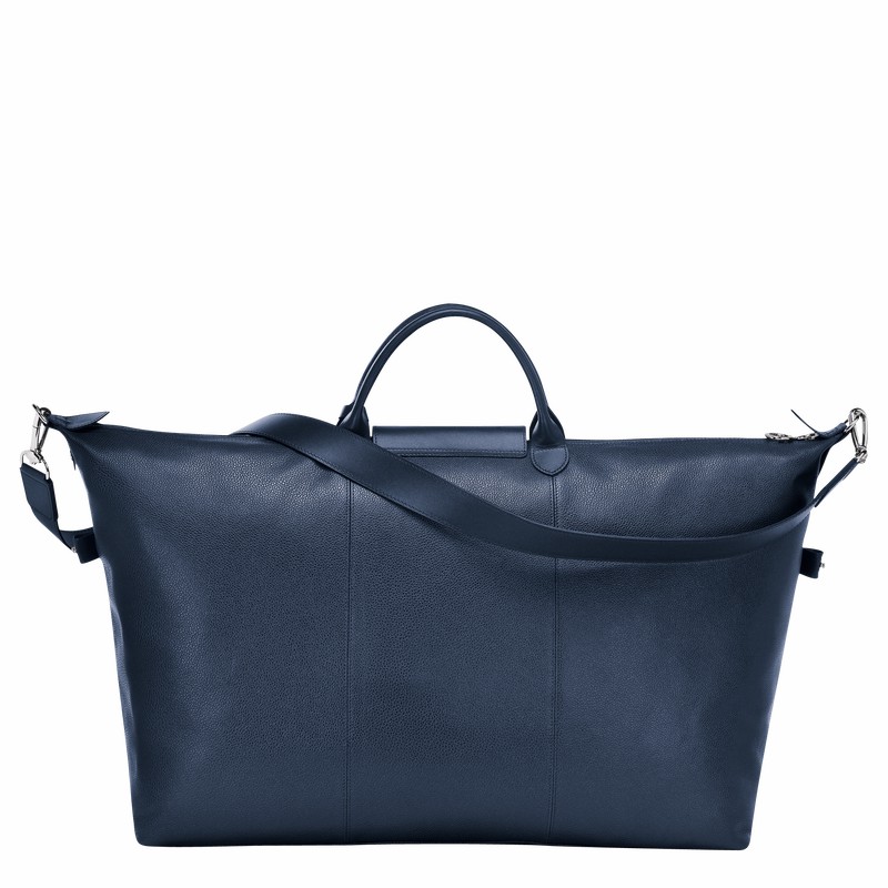 Longchamp Le FOULONNÉ S Travel bag - Leather Navy | CLEM42531