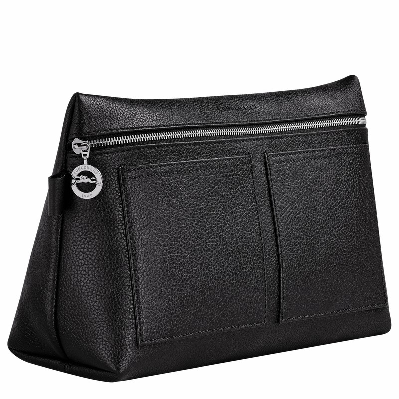 Longchamp Le FOULONNÉ Toiletry case - Leather Black | SAWP85613