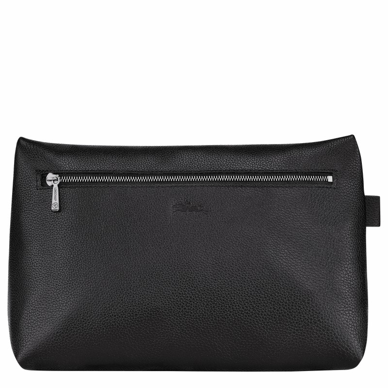 Longchamp Le FOULONNÉ Toiletry case - Leather Black | SAWP85613