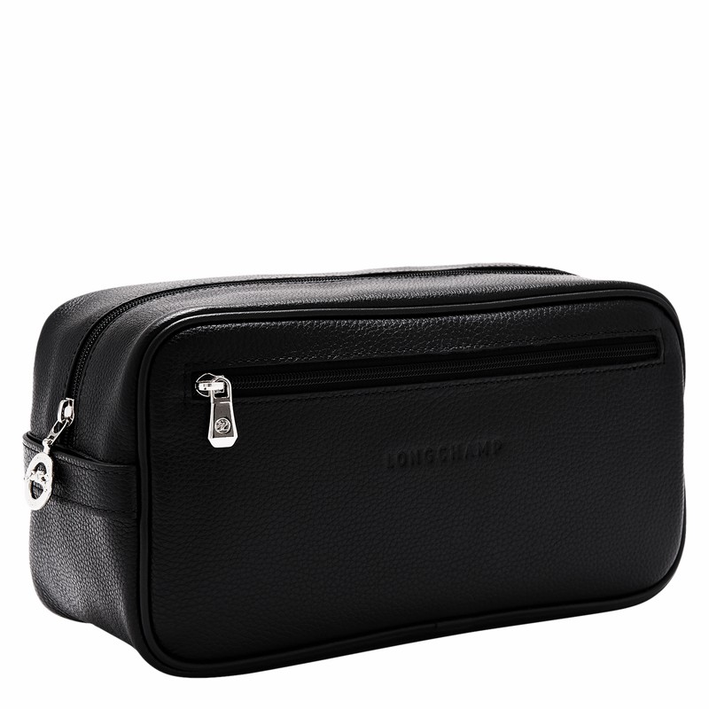 Longchamp Le FOULONNÉ Toiletry case - Leather Black | PTKQ98601