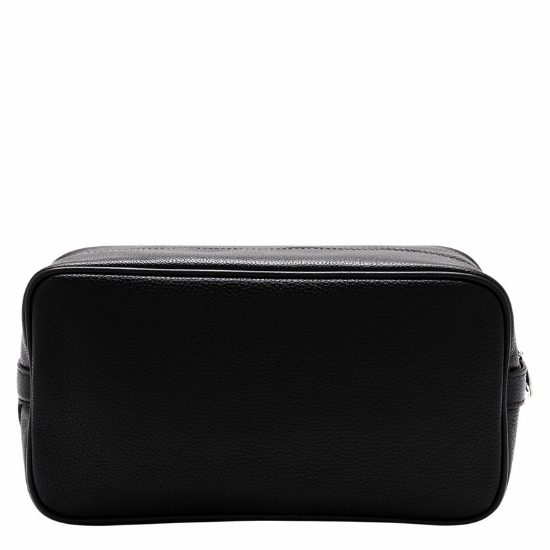 Longchamp Le FOULONNÉ Toiletry case - Leather Black | PTKQ98601