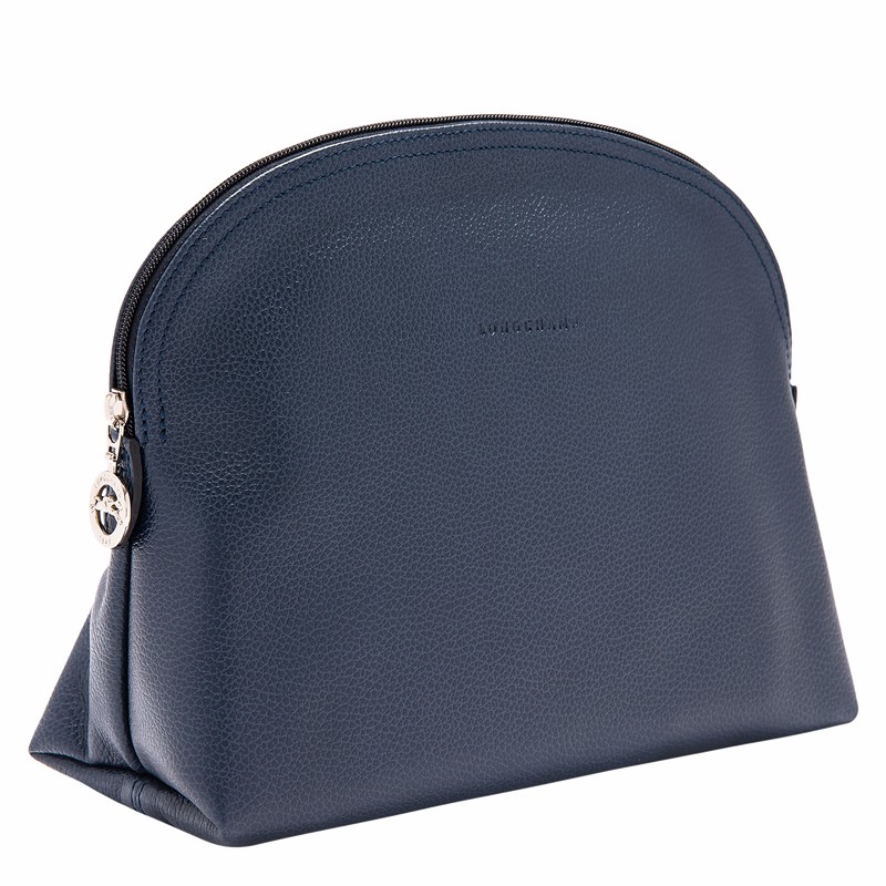 Longchamp Le FOULONNÉ Toiletry case - Leather Navy | BLYS74639