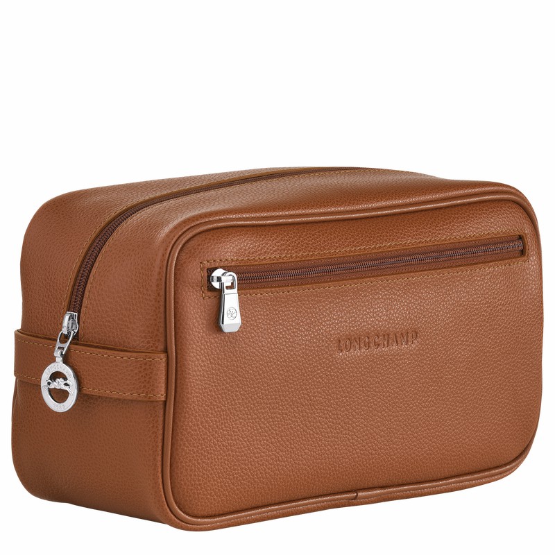 Longchamp Le FOULONNÉ Toiletry case - Leather Caramel | OAFE69138