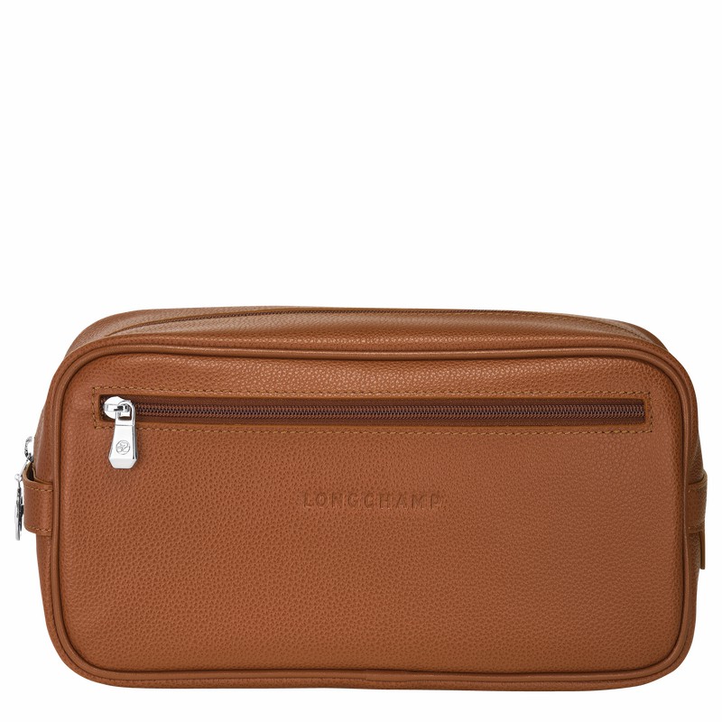 Longchamp Le FOULONNÉ Toiletry case - Leather Caramel | OAFE69138