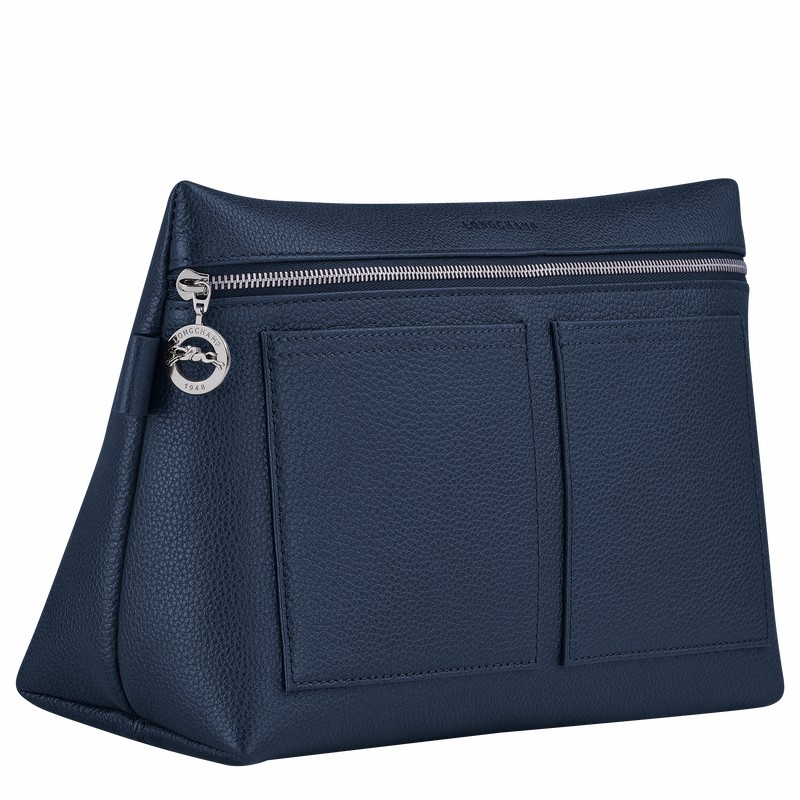 Longchamp Le FOULONNÉ Toiletry case - Leather Navy | GEUO90238