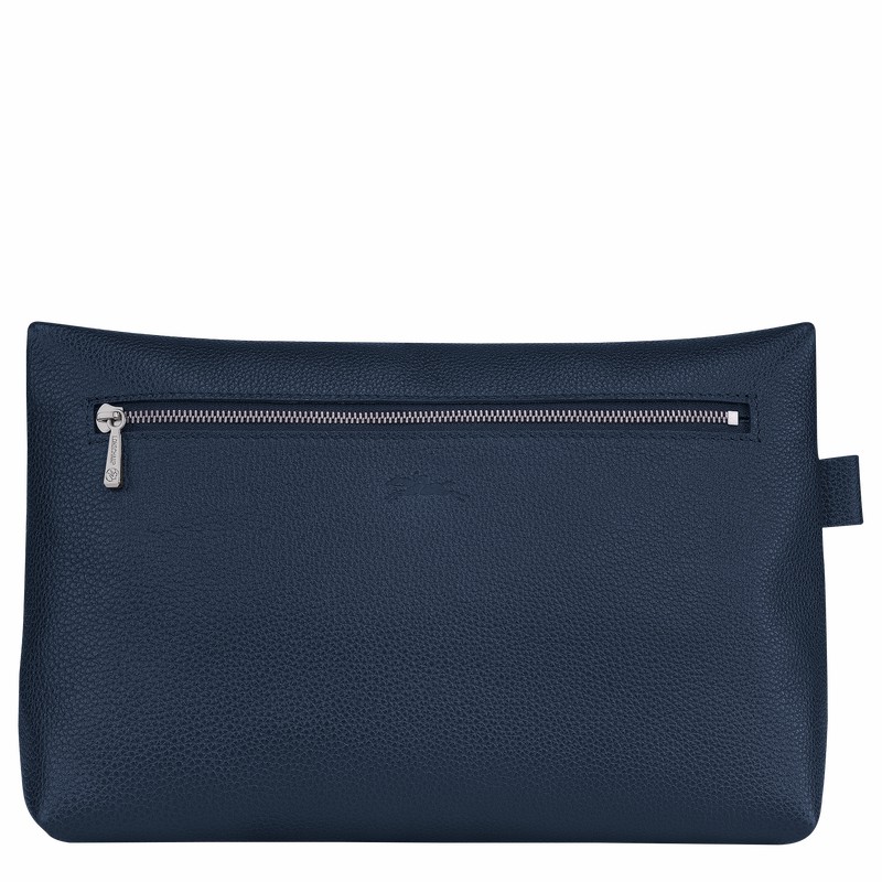 Longchamp Le FOULONNÉ Toiletry case - Leather Navy | GEUO90238