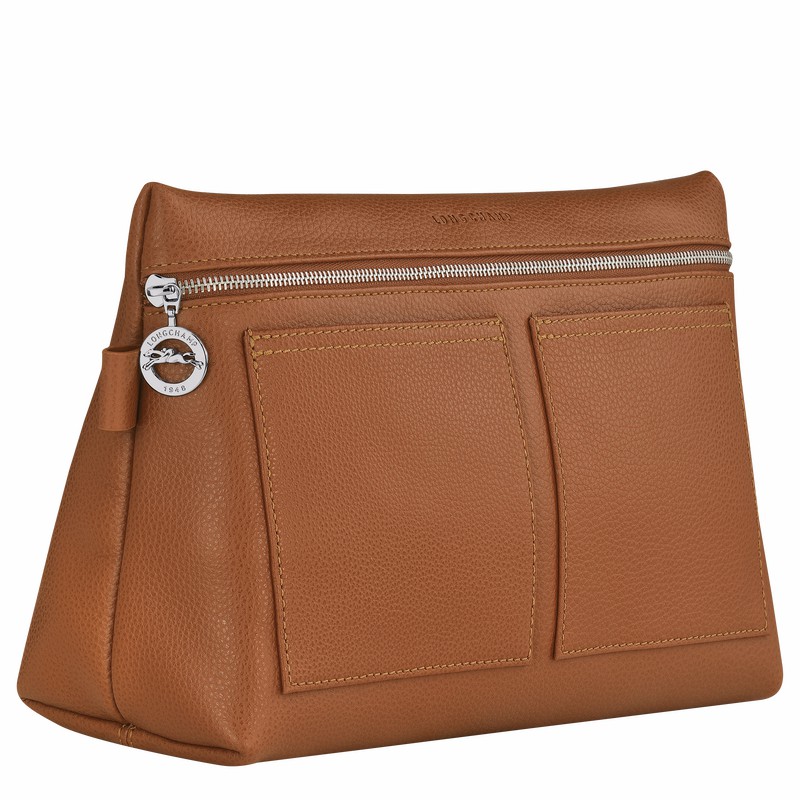 Longchamp Le FOULONNÉ Toiletry case - Leather Caramel | SPHK01429